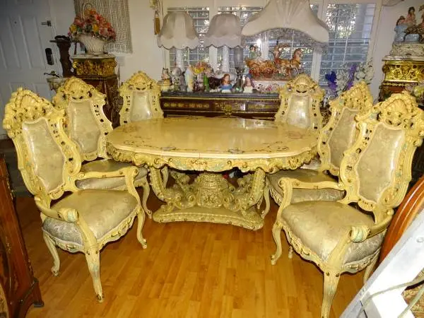 7 pc Italian Roccoco Styled Formal Dining Set
