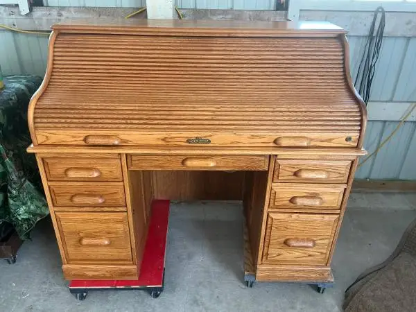 OAK-ROLL TOP DESK