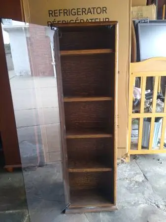 360 degree rotating 2 sides tempered glass-door 5 shelves cabinet