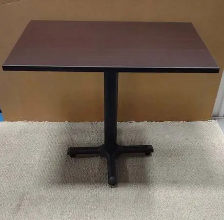 3 Espresso 36w x 22d Top Table w/ Black Metal Base