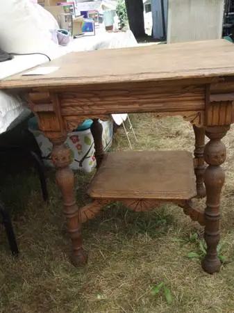 Vintage Ornate Hand Made Solid Oak Side Table