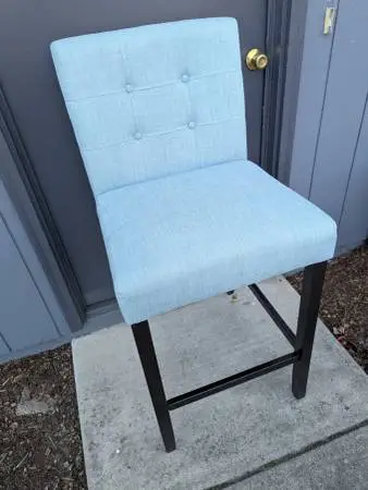 Extra Tall Spectator Stool With Light Blue Upholstery