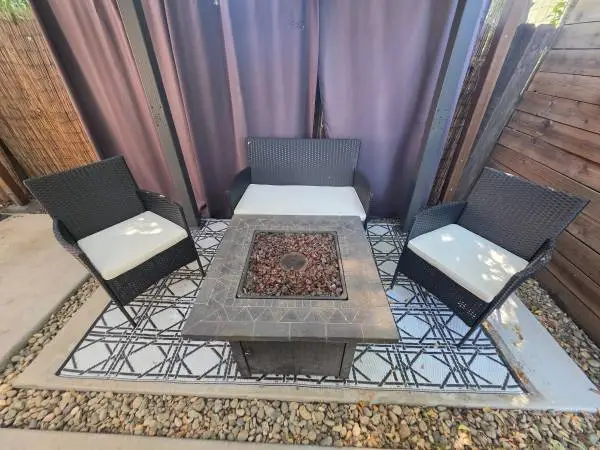 🔥 Outdoor 5-Pc Patio Set with Stone Tile Firepit 🔥