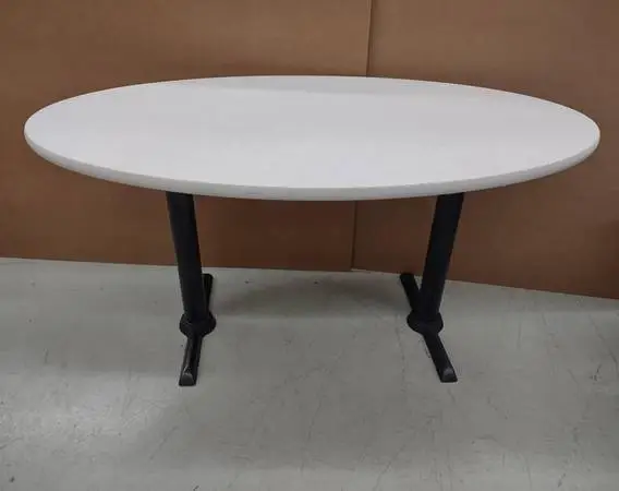 2 White 5ft - 60w 30d Oval Shaped Conference Table w/Black T Leg Base