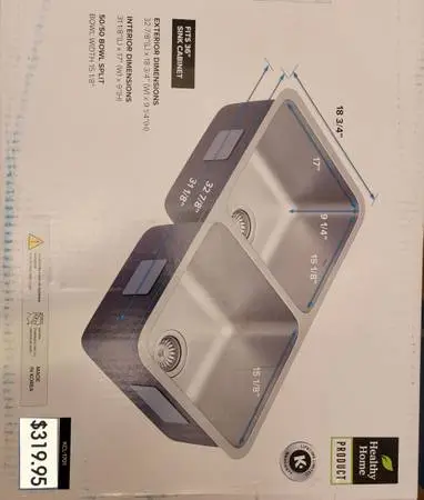 NEW Dex Undermount ANTIBACTERIAL Stainless Steel Double Equal Bowl Kitchen Sink.