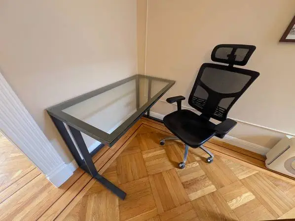 C&B glass desk and Uplift Desk chair for sale