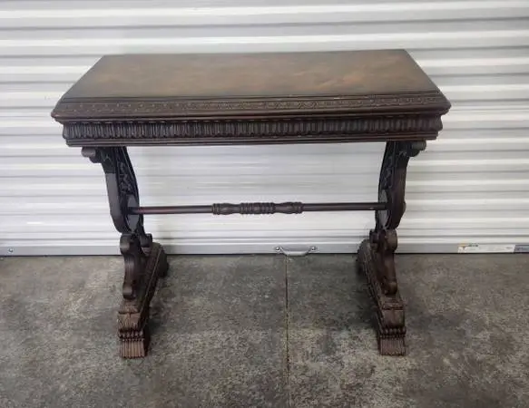 Antique 1800s Walnut and Iron Library Entry Hall Table