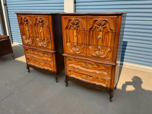 2 Very Nice Sturdy French Provincial 5 Drawer Dressers $175 Each
