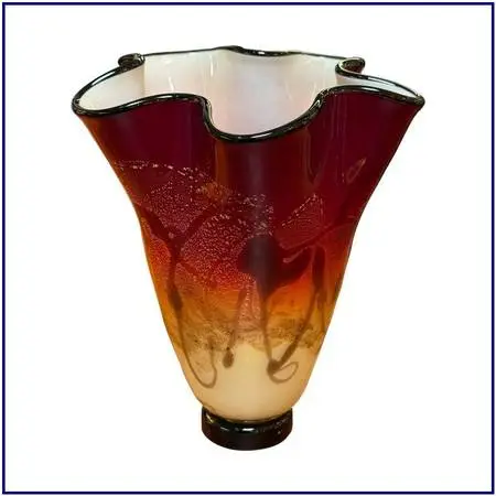 Micheal Nourot Red Satin Series Art Glass Vase