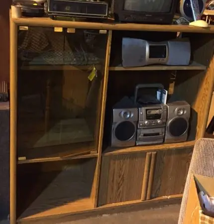 oak TV Stand with space for dvd player, etc and storage