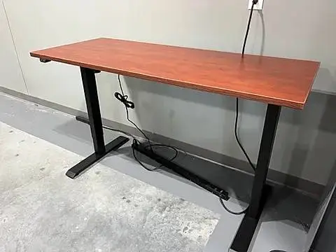 2 NEW Sit Stand Height Adjustable Cherry Desk w/File Cabinet