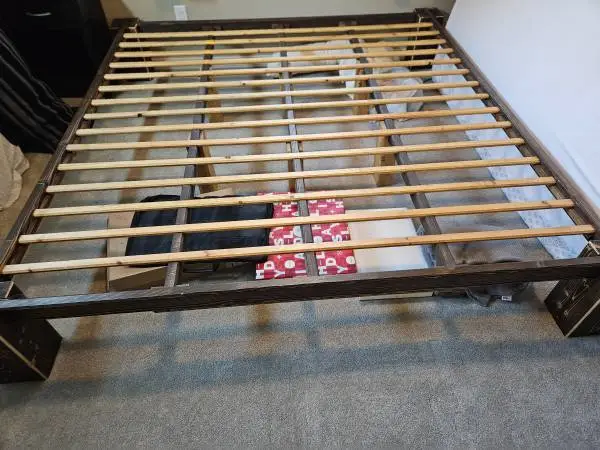 King wood frame and foam mattress - will sell separately