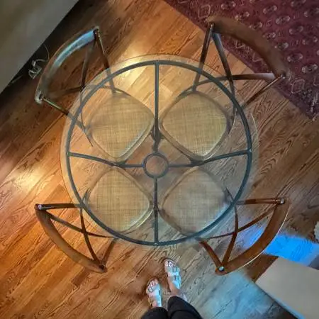 Round Glass Topped Dining Table