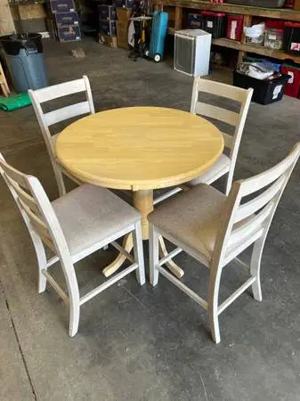 BAR TABLE AND FOUR CHAIRS