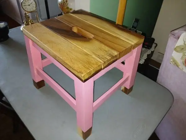 Pink Acacia Wood Step Stool