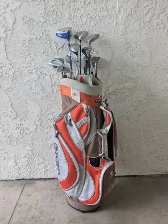 Golf clubs and bag