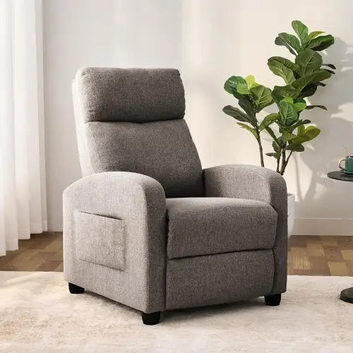 Modern Push Back Recliner Chair – Adjustable 90°–165° Linen Lounge Chair (Free Home Delivery)