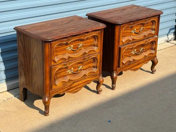 2 Beautiful French Provincial 2 Drawer Bedside Tables