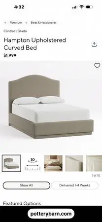 FREE; Bed, Pottery Barn upholstered headboard & frame, nice mattress