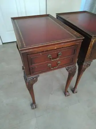 End Tables with leather inlays