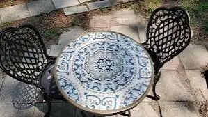 StyleWell Corinth Round Metal 25” Outdoor Bistro Tile Table