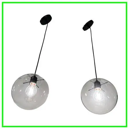 Visual Comfort Contemporary Glass Globe Pendants, Pair