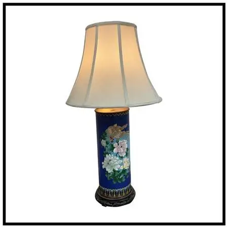 Late 20th Century Chinese Cloisonné Style Phoenix And Peony Table Lam