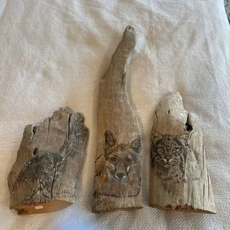 Vintage Wood Hand Painted Wildlife 3 - 5X2X27