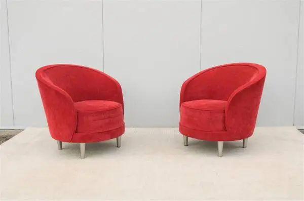Contemporary Martin Brattrud Kinsale Red Barrel Lounge Chairs, a Pair