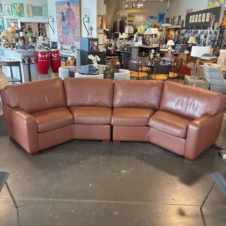 American Leather Leather Curved Sofa - 142X56X32H - AS IS