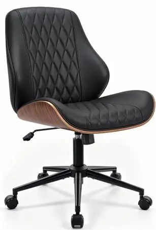 BestGlory Modern Faux Leather Office Chair with Wheels, Armless Desk Chair, Adju