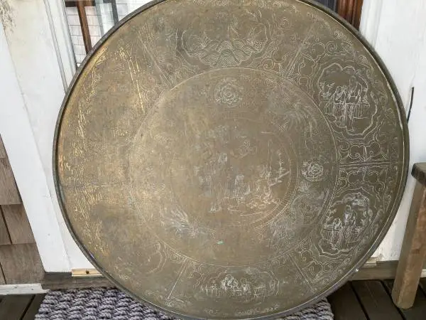 Large brass round table top Chinese