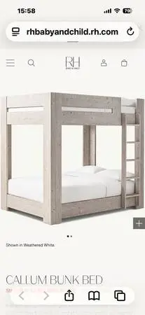 RH CALLUM BUNK BED - like new