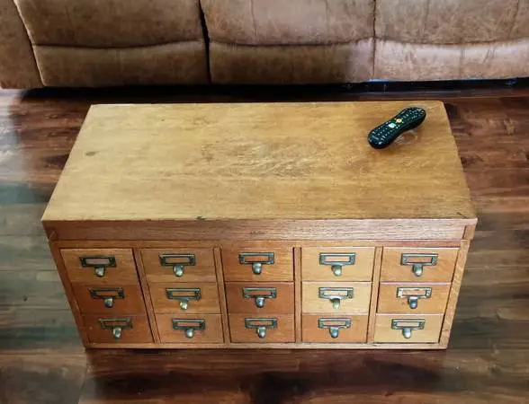 Antique Library Card Catalog Card Table