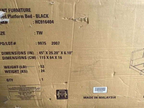 Brand new twin-size padded platform bed (in original packing)