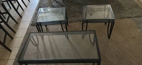 Signature Design by Ashley - Exeter Glass Top 3 Piece Occasional Table