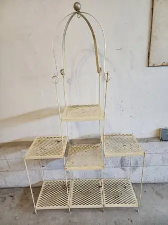 Vintage Metal 7-Tier Plant Stand 63 Garden Display Shelf Cream