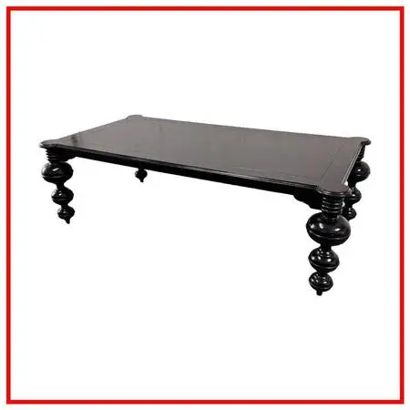 Noir Claudio Mahogany Solid Wood Dining Table, Hand-rubbed Black
