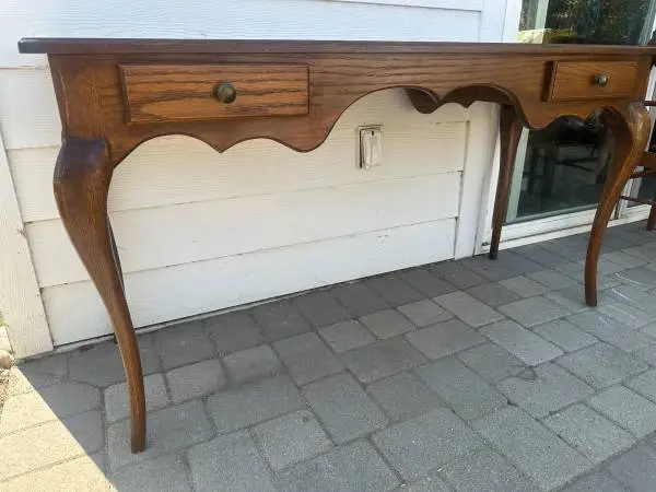 Beautiful French Provincial Dark Oak Console Table