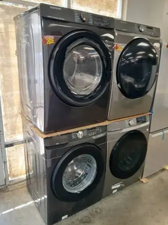 Samsung black front load washer and gas dryer