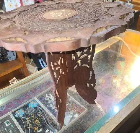 Hand carved wooden small table