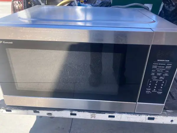 Microwave,Sharp 2.2cu ft,digital,turntable,silver,late mod,clean