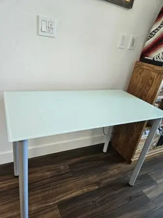 Lovely Sea Green Glass Top Small Table/ Desk