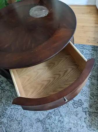 Mid-Century Modern Round Accent / End Table with Drawers