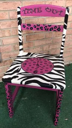 Kids “Time out” chair. Wood. Custom painted by an artist