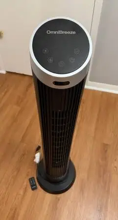 Digital Tower Fan (OmniBreeze 40) – Bladeless, Remote Control, 4 Spee