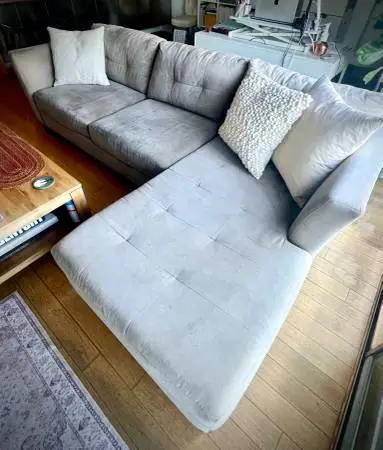 Macys Elliot Fabric Chaise Sectional Sofa + ottoman