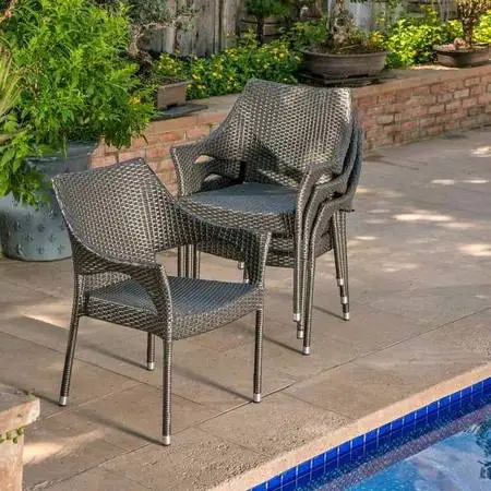 4 outdoor patio wicker stackable chairs