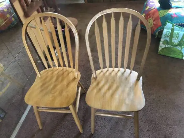 Two 1996 Solid Wood Windsor Back Kitchen Chairs USA!!!