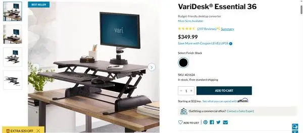 VARIDESK Essential 36 Adjustable STANDING DESK